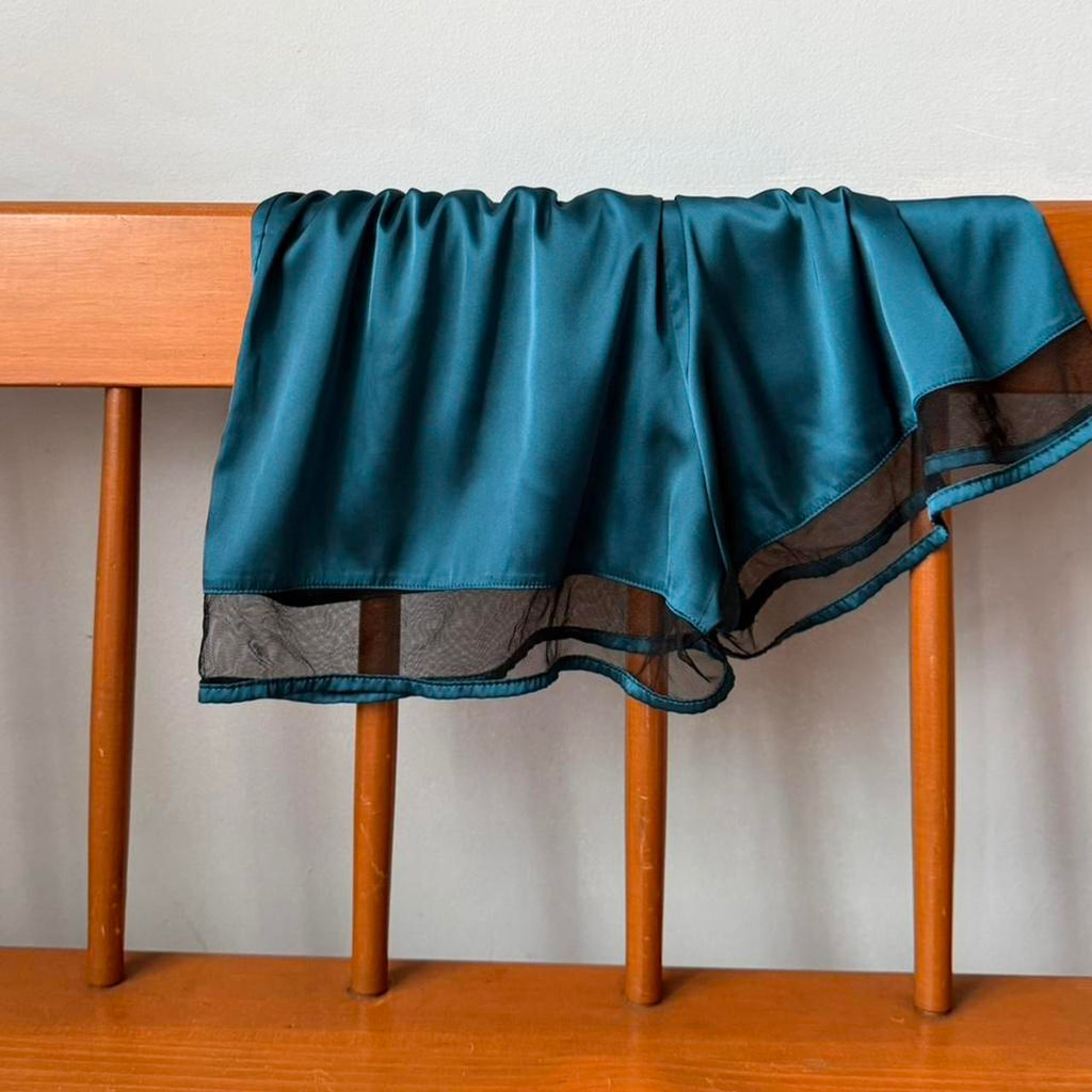 Midnight Teal Satin Sleep Set (S)