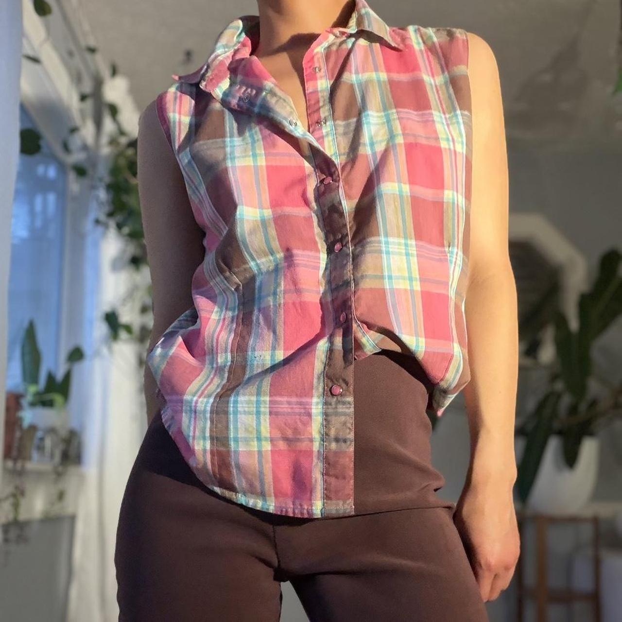 Southwest Plaid Sleeveless Top (M)